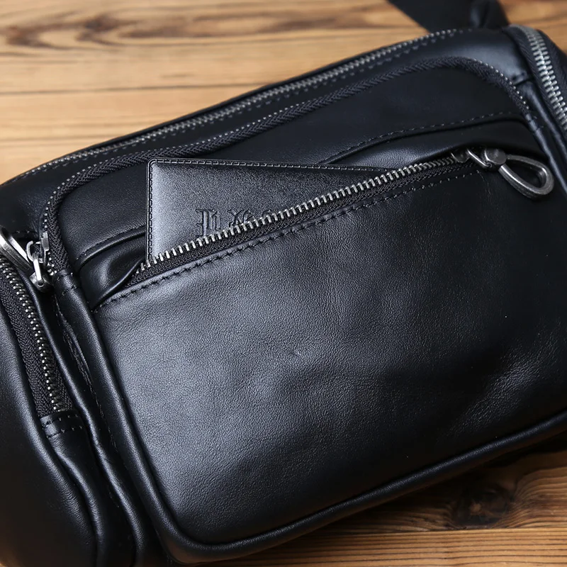 Nzpj Echt leder Herren Brusttasche, Top Layer Rindsleder Umhängetasche, lässige Herren tasche, Outdoor Sport Taillen tasche Tablet Hülle – Detail 16