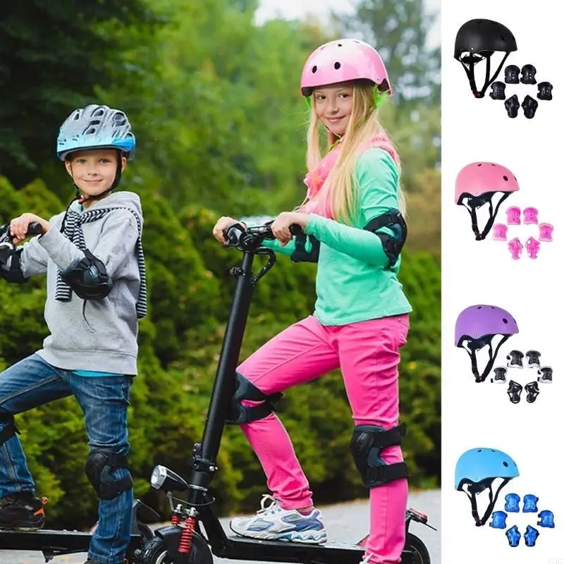 Outdoor Wrist Guards Roller Skating Helmets Cycling Knee Pad Elbow Pads Gear Set