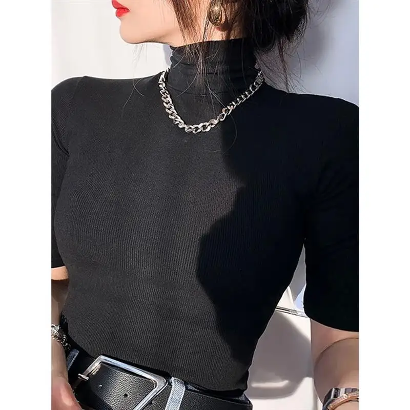 تي شيرت نسائي أساسي Turtlene Slim ort SVE Faionable كاجوال للسيدات مجموعة الصيف بدون علامة تجارية