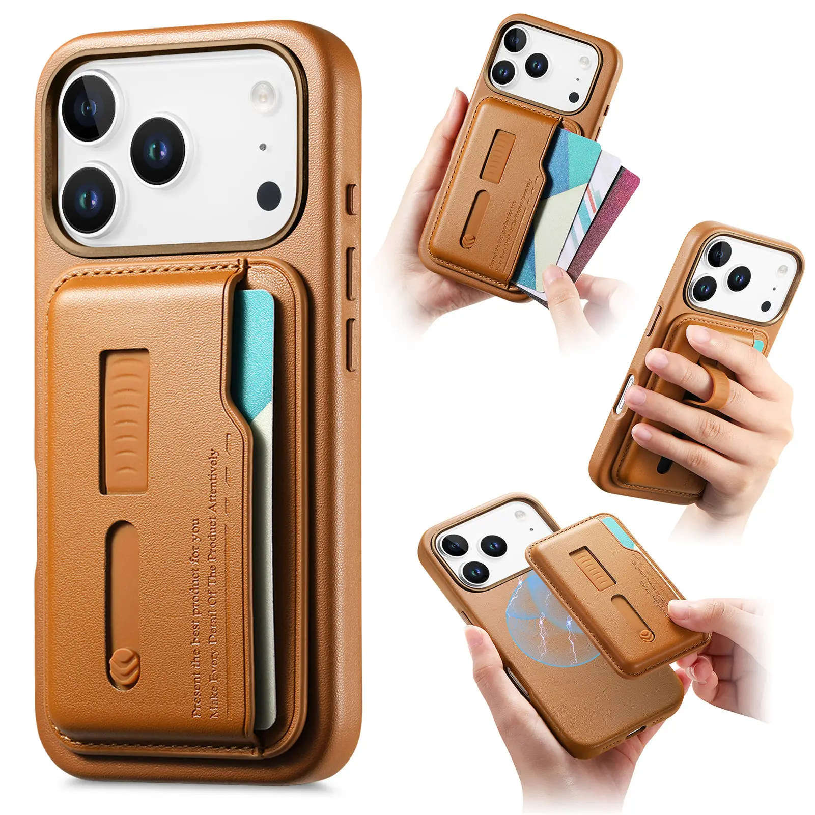 

2 in 1 Detachable Strong Magnetic Silicone Wallet Cards Solt Case for iPhone 17 Pro Max 16 Plus 15 14 17 Air Wristband Cover