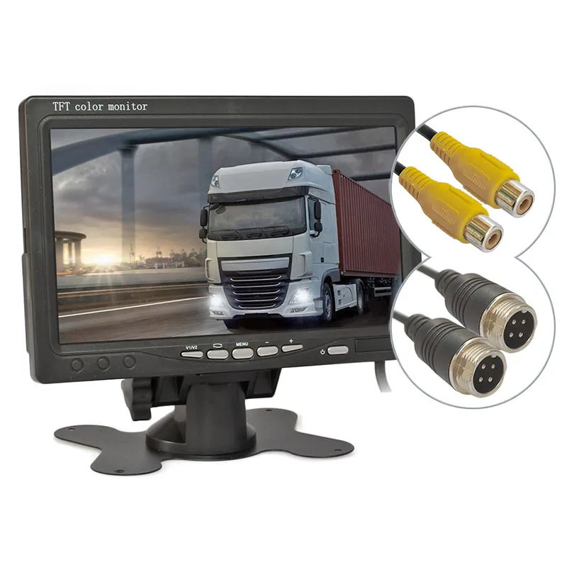 

DIYSECUR 7 Inch TFT LCD Color Monitor Rear View Mirror Monitor Car Monitor with 2 x 4PIN Video Input