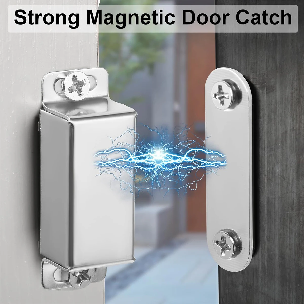 Cabinet Magnet Latch for Cabinet Doors,Cupboards, Drawers Shutters Cabinet Magnetic Latch（Magnetic Cabinet Catch Screws,Silvery)