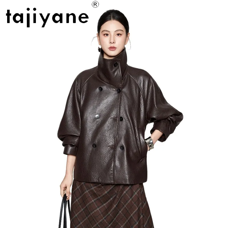 TAJIYANE Spring Autumn Genuine Leather Jacket Woman Goatskin Bubble Leather Coat Short Outerwear Jackets for Woman Loose Jaqueta