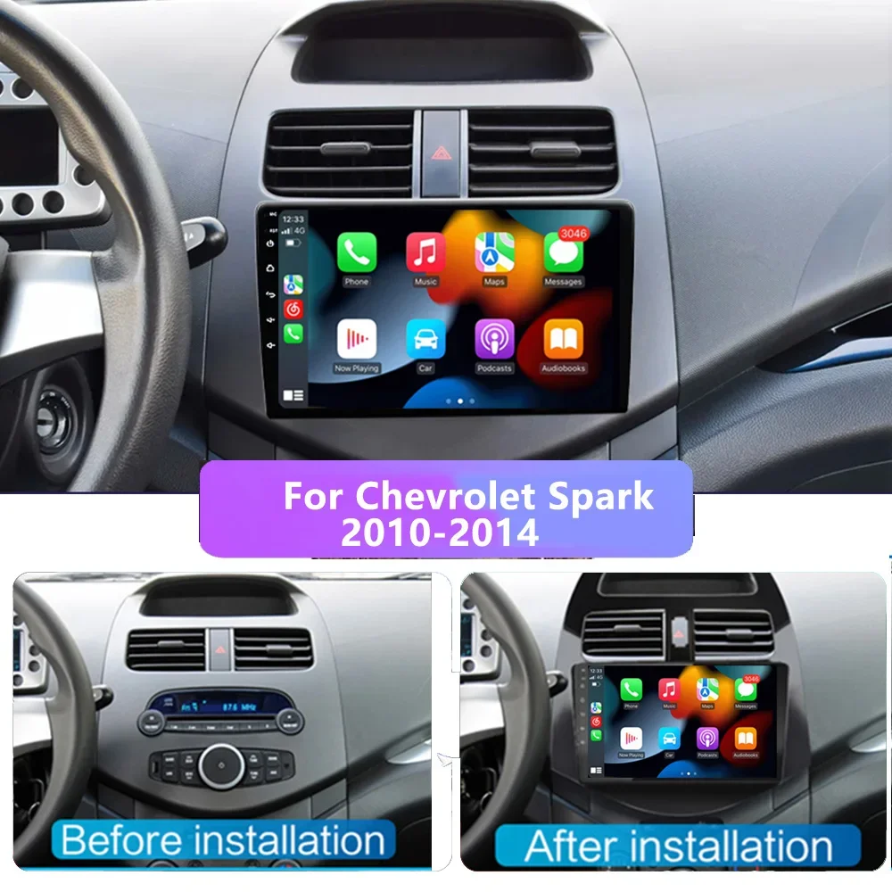 2 din android Car radio Multimedia Player Carplay Auto GPS navigation For Chevrolet Spark Beat Matiz Creative 2010-2014