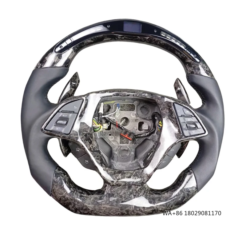 

Latest Design Hot Selling Smooth Leather Forged Carbon Fiber LED Belt Shift Paddles for Chevrolet Camaro Steering Wheel