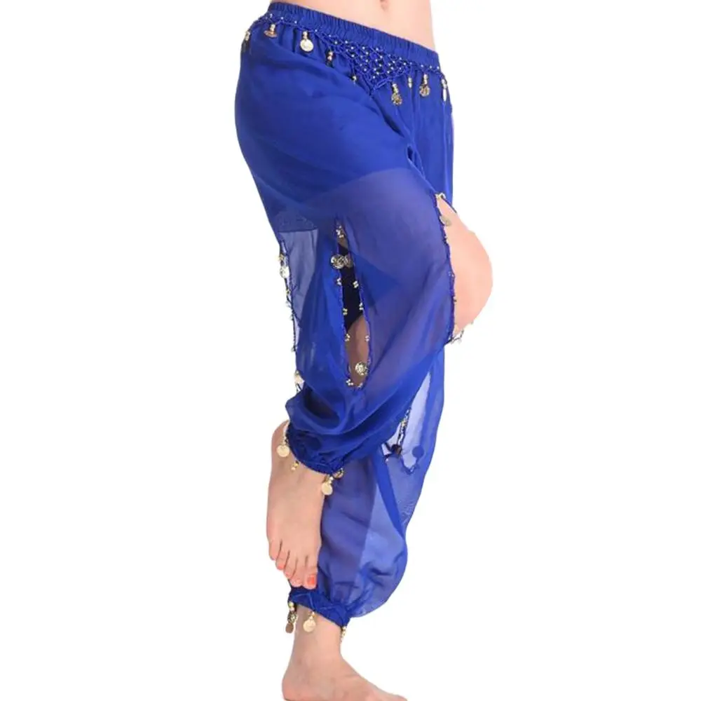 1pcs Belly Dancing Trousers Women Chiffon Bloomers Shiny Sequins Tassels Dancing Pants Show Costumes