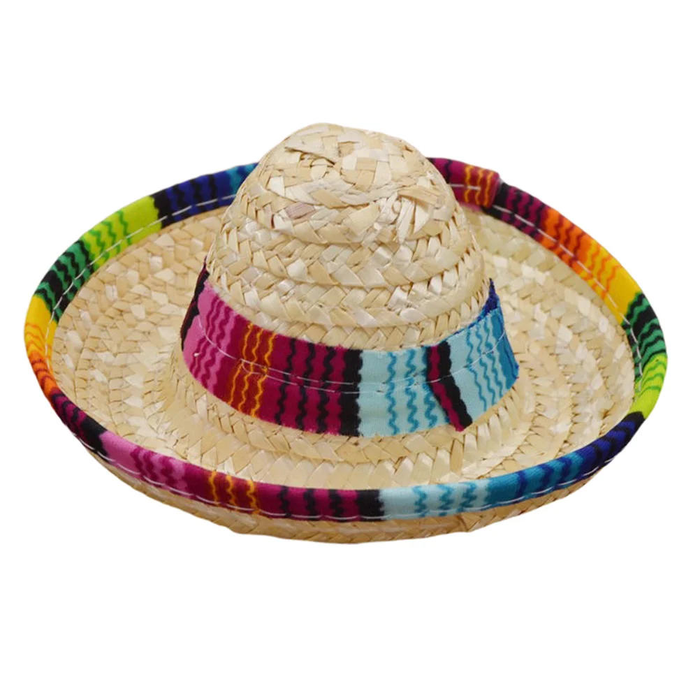 

3Pcs Pet Cosplay Hat Mexican Style Straw Hat Lightweight Fisherman Headdress for Dog Cat Party Supplies Pet Supplies