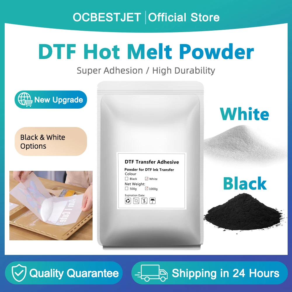 DTF Powder For Direct Transfer Film Printing For DTF Ink Printing PET Film Printing TPU Hot Melt Adhensive Powder White & Black