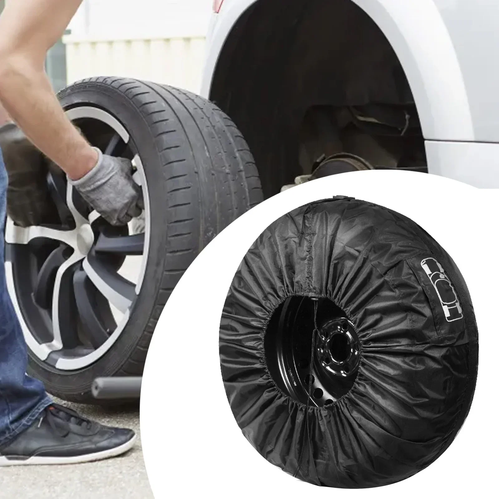 1pcs Car Spare Tyres Tire Protection Covers Carry Tote Handles Storage Bags Suit For SUV Business Car Wheels Accessories