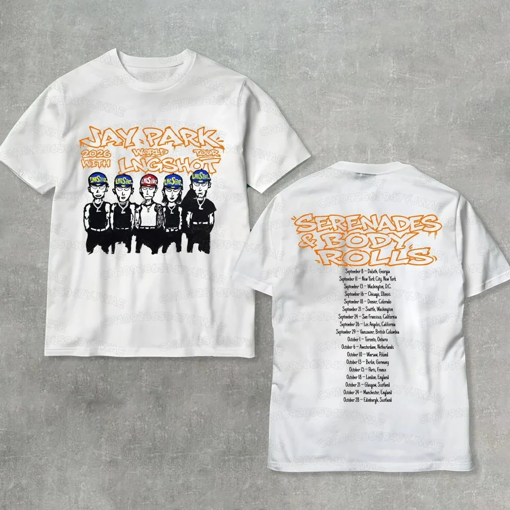 Summer Women's Men's Jay Park 2026 World Tour Serenades & Body Rolls Shirt Lngshot Short Sleeve T-Shirt Kpop Fans Gift Tops