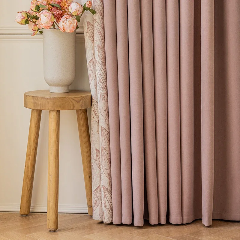 

Chinese Modern Simplicity Curtains for Living Room Bedroom Dining Room Jacquard Color Blocked Small Fresh Blackout Curtain