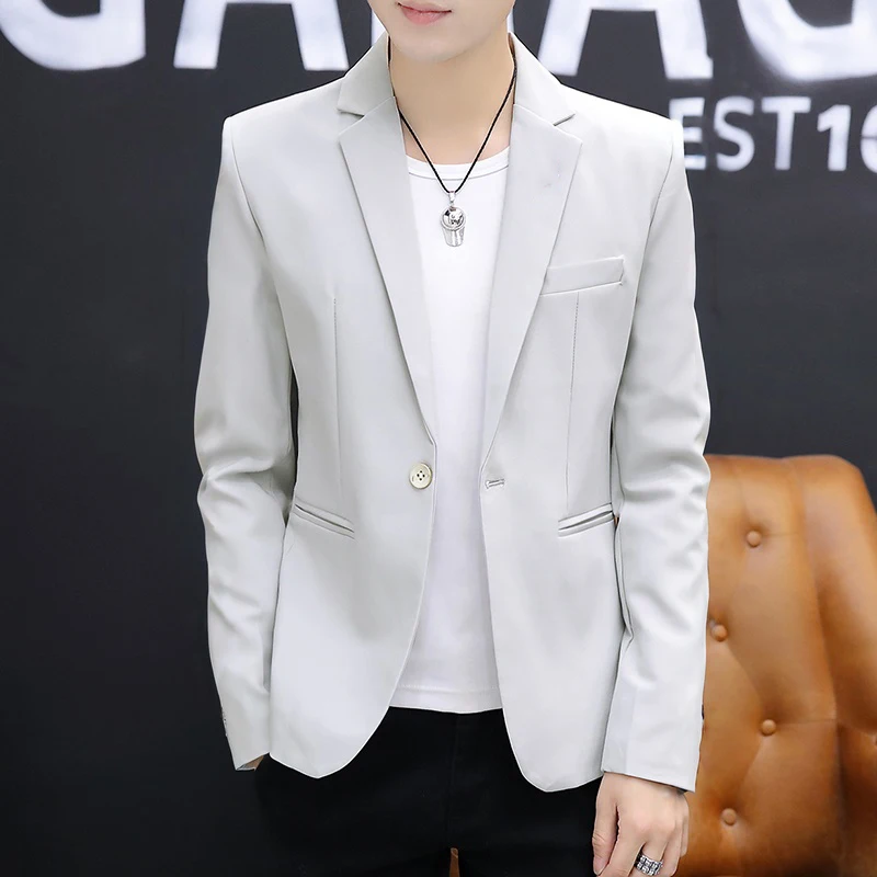 

ay Slim Fit Men's Suit Youth Faionable Casual Single Piece Jaet Spring Autumn Korean Sle Busin Urban Long Sve