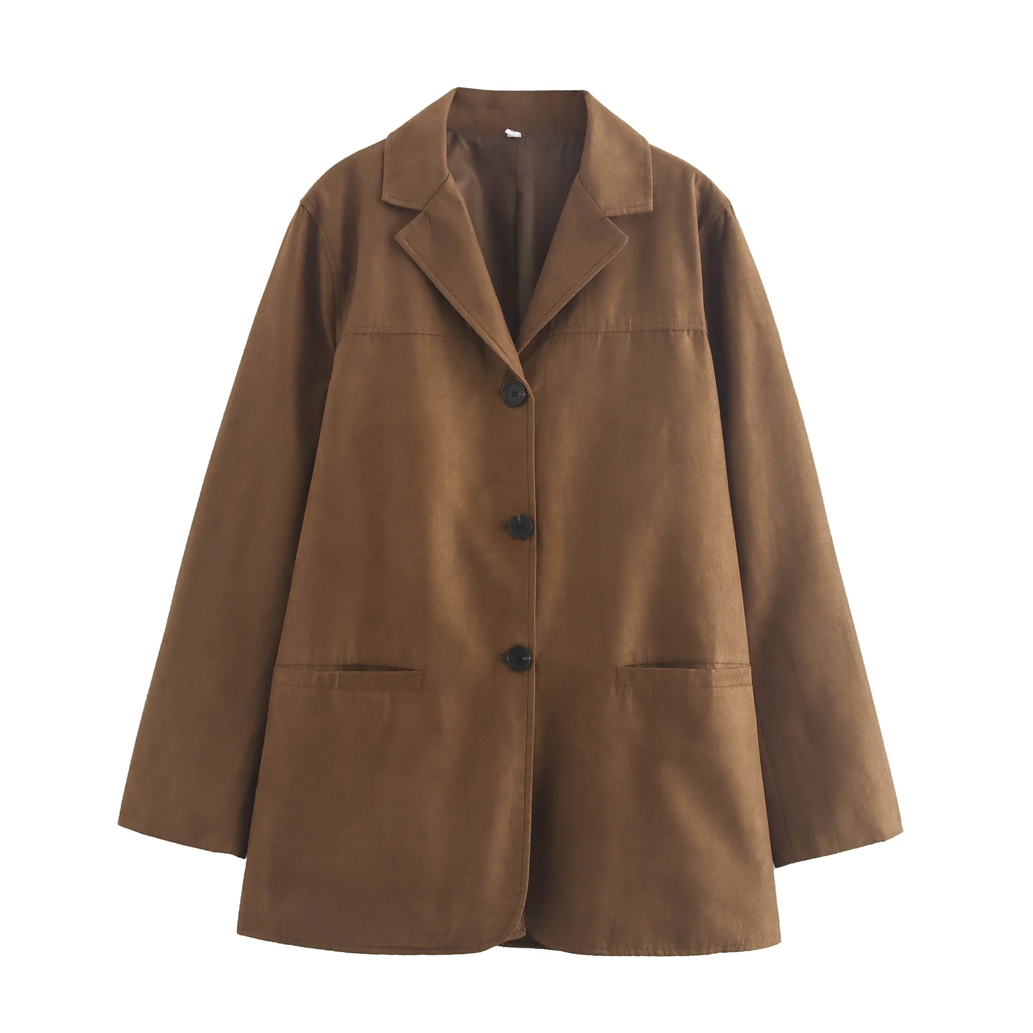 

2025 High Street Suede Jacket Cardigan Women's Long Sleeve Loose Lapel Solid Color Fashion Retro Women's Coat Autumn and Winter