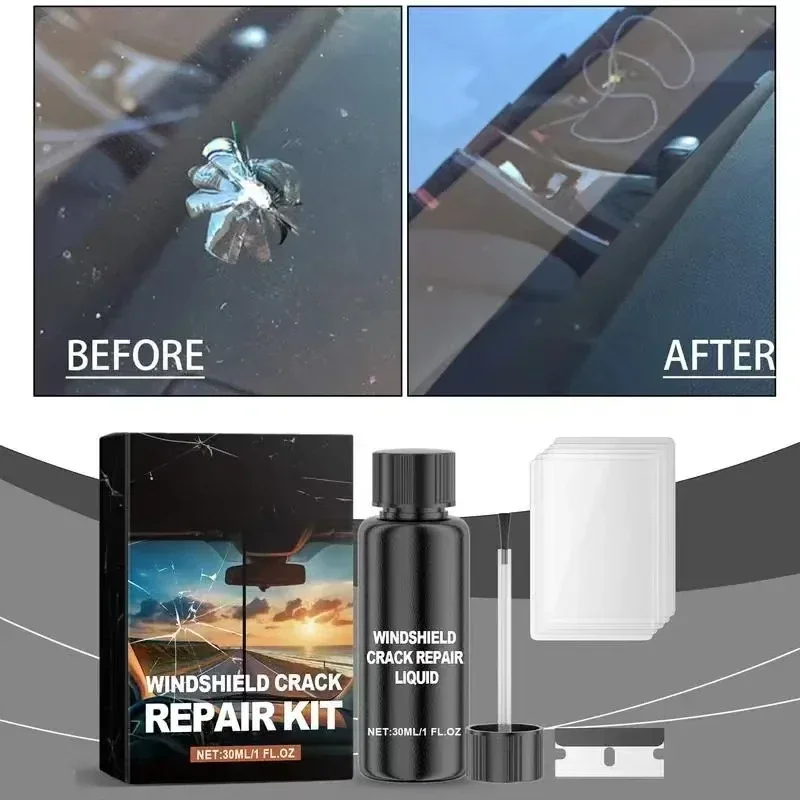 

Glass Repair Kit Windshield 30ml Auto Glass Repair For Chipped Windshield Automotive Nano Fluid Long Lasting Windscreen Tool For