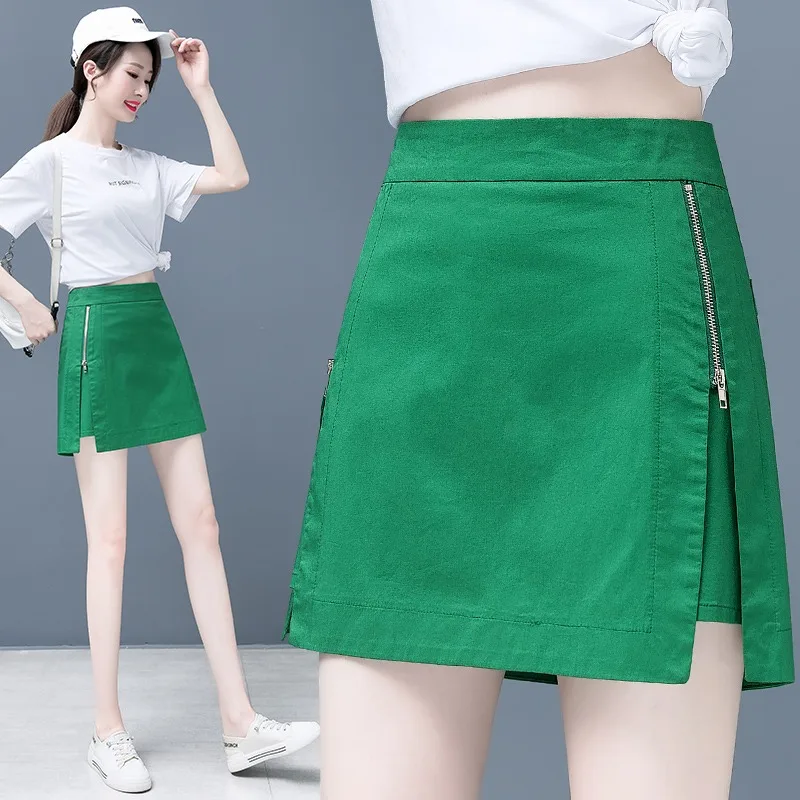 

Моющаяся юбка трапециевидной формы с высокой талией для женщин, утягивающие юбки, лето 202, Новое поступление, корейский однотонный цвет