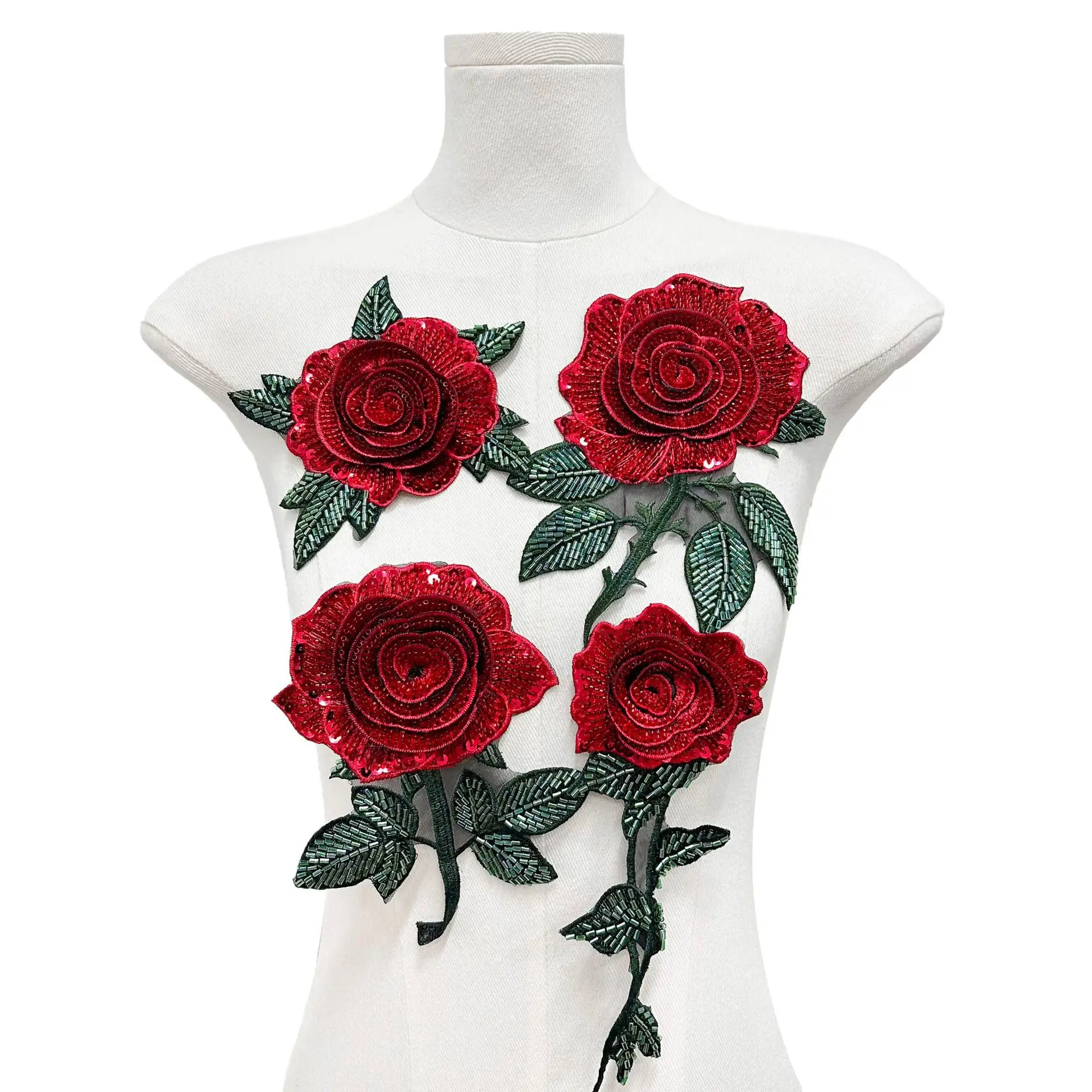 Fashionable repair embroidered red rose embroidered clothing accessories fabric patch