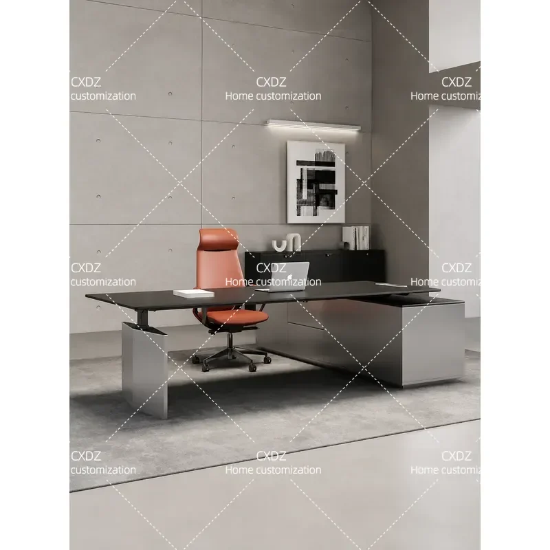Minimalist Electric Height Adjustable Office Desk Luxury Executive Table with Chair Set Modern Simple Design for Home or