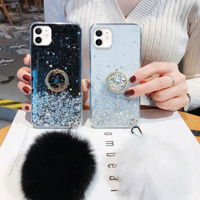 Custodia per telefono Glitter in peluche di lusso per iPhone 14 13 12 11 X XS XR XSMax 7 8 Plus 6 6S 12Pro 13Pro custodia per iphone 12 custodie