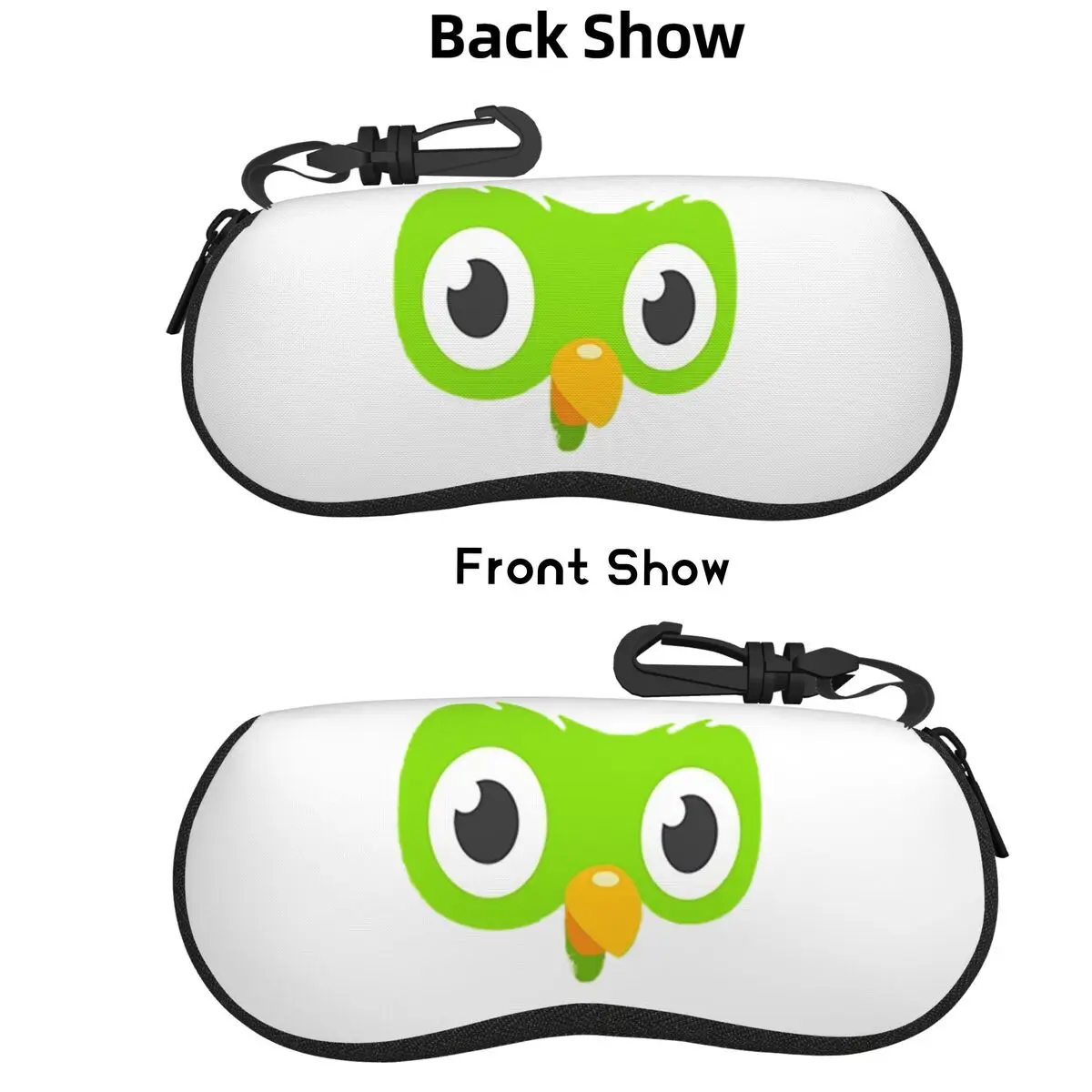 

Duolingo Owl Duo Shell Glasses Case Portable Sunglasses Box Women Men Soft Eyeglass Bag Pouch