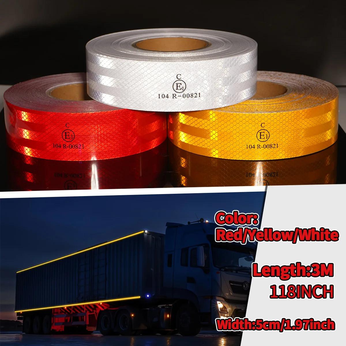 5cmX3M Safety Mark Reflective Tape 104R Mark Self Adhesive Warning Stickers  Automobiles Motorcycle