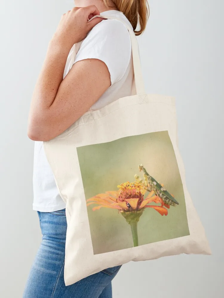 

Green Praying Mantis on Flower Tote Bag Candy bags Customizable tote bag Gift bags