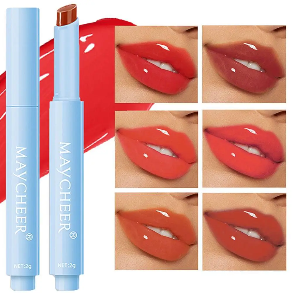 6 colori gelatina rossetto penna-impressa lucidalabbra solido lucidalabbra acqua balsamo per labbra cosmetici colorazione facile duraturo Dewy Moisturi O3V4