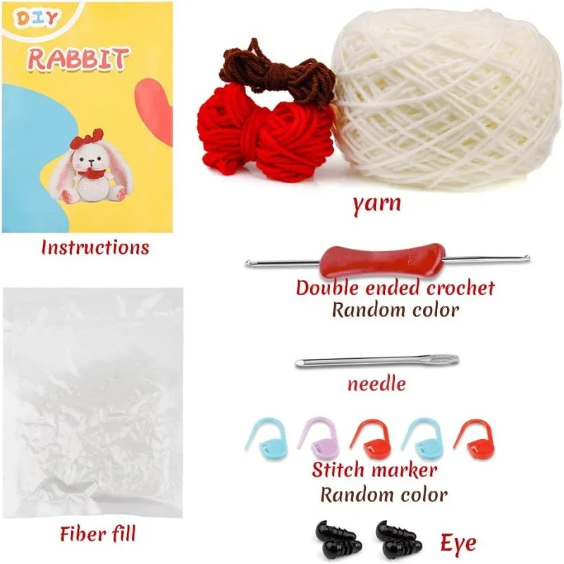 1 Set Animal Crochet Non-finished Beginner Crochet Suit Cotton Yarn Knitting Polyester Crochet Starter Kit