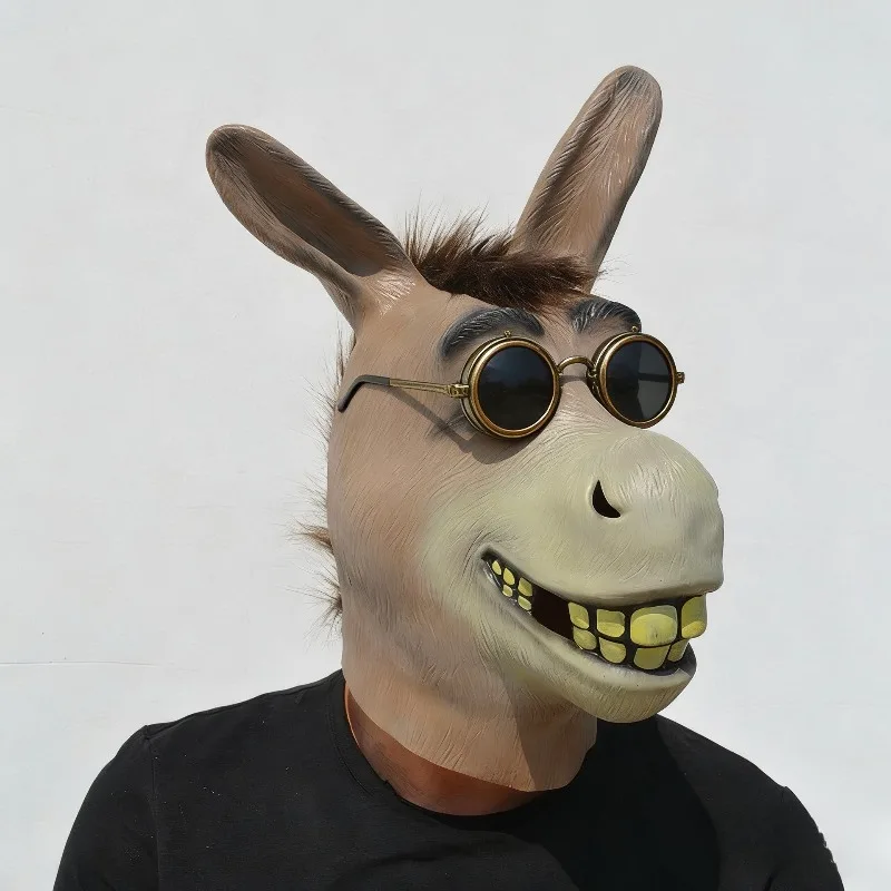 Funny Donkey Latex Head Mask, Halloween Cosplay Party Animal Headgear Costume Prop