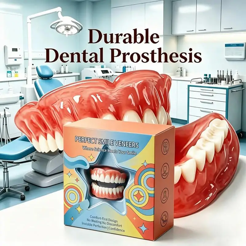 Comfort Handmade Dentures Upper&Lower Silicone Fake Teeth Braces Natural Fit Instant Smile Oral Care For Men Women Bright Smile