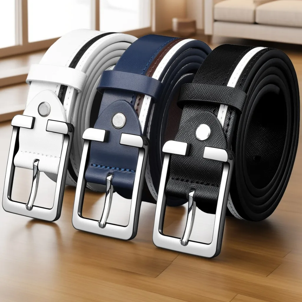 Men's Needle Buckle Contrast‑Color Belt, Combining Classic And Modern Elements, Suitable For Leisure And Daily Commuting