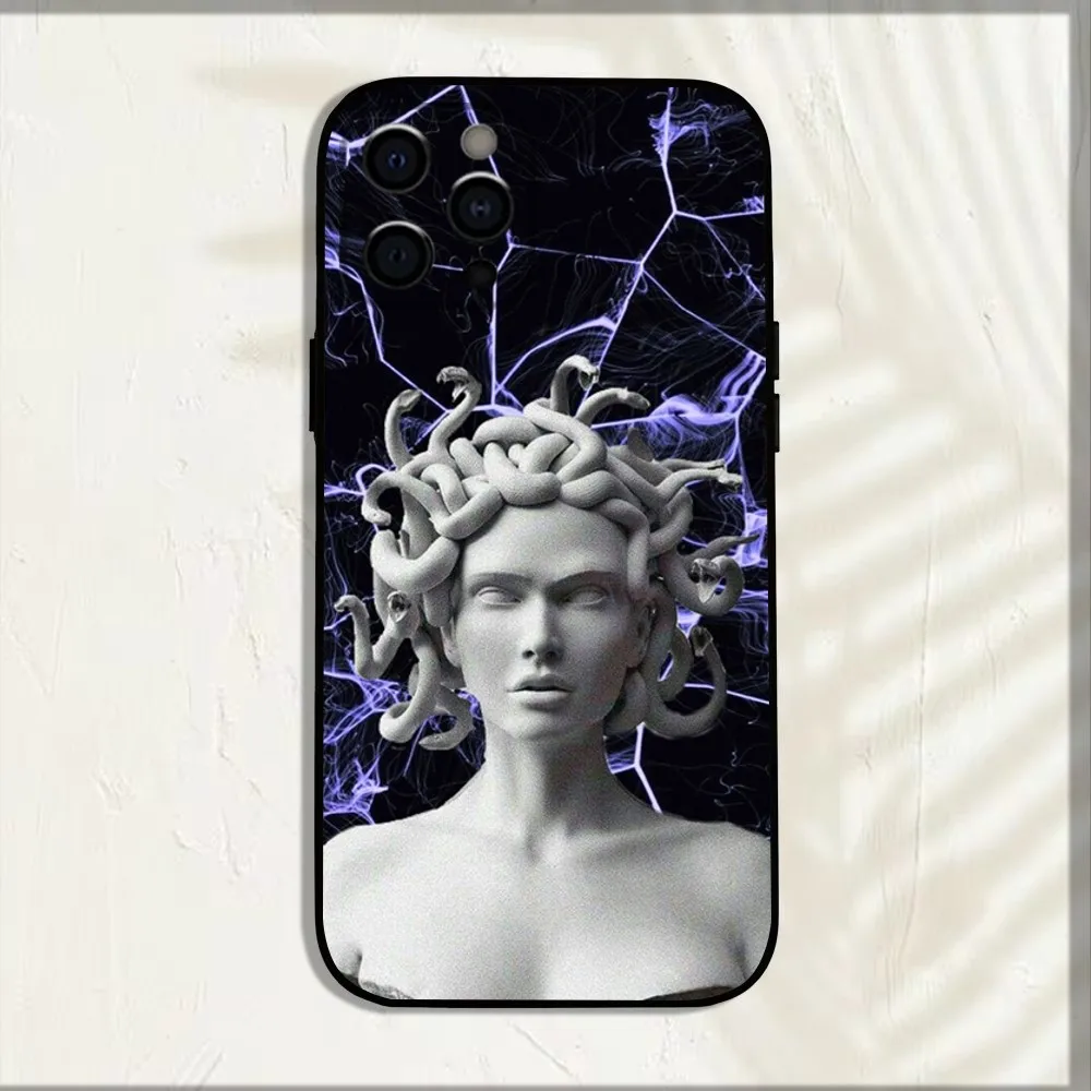 Ancient Greek Mythology Medusa Phone Case For iPhone 15,14,13,12,11,Pro,X,XS,Max,XR,Plus,Mini Soft Black Cover