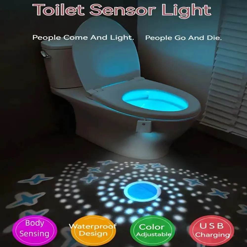 Colorful Induction Toilet Lamp Star Cast Light Charging Model Induction Night Light