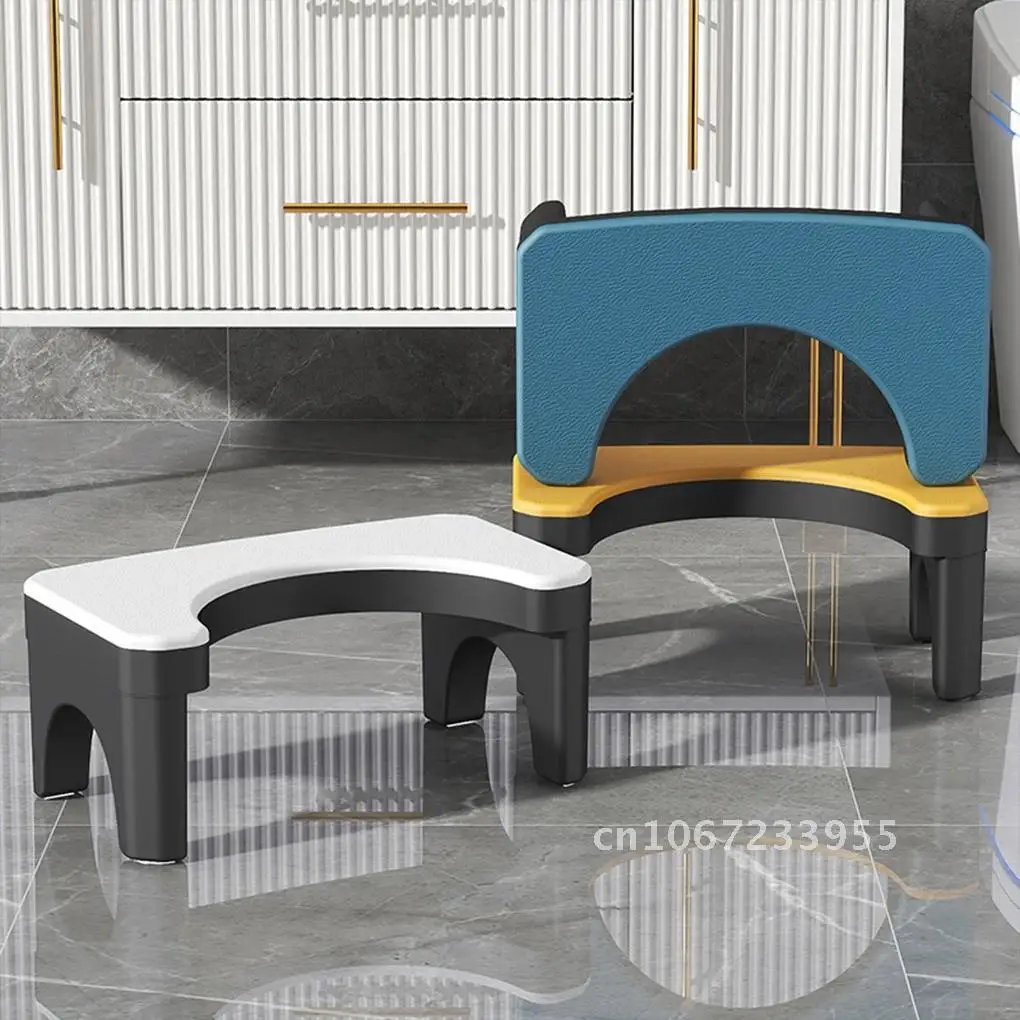 Step Stool For Bathroom Supplies - Stable Load-bearing Stool Stool Space-saving Design And Curved Footrest Toilet