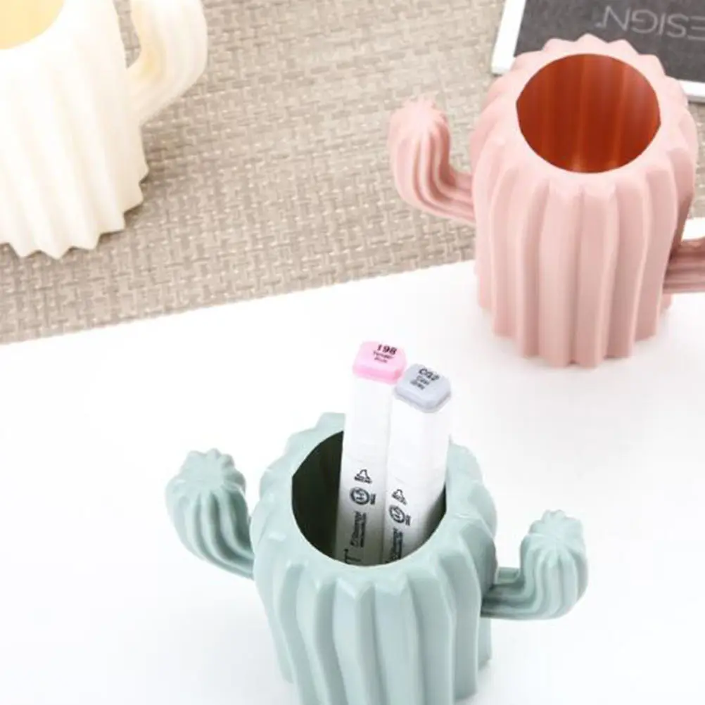 Cactus Pen Holder Desktop Organizer Creative Pencil Container for Students Adults Home Office Desk Storage Lightweight Sturdy