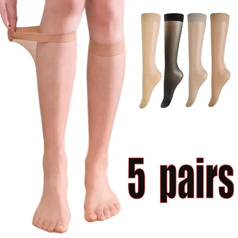 5/10Pairs Women Ultra-thin Nylon Stockings Transparent Elasticity Ladies Knee Socks Summer Long Socks for Girls Stocking