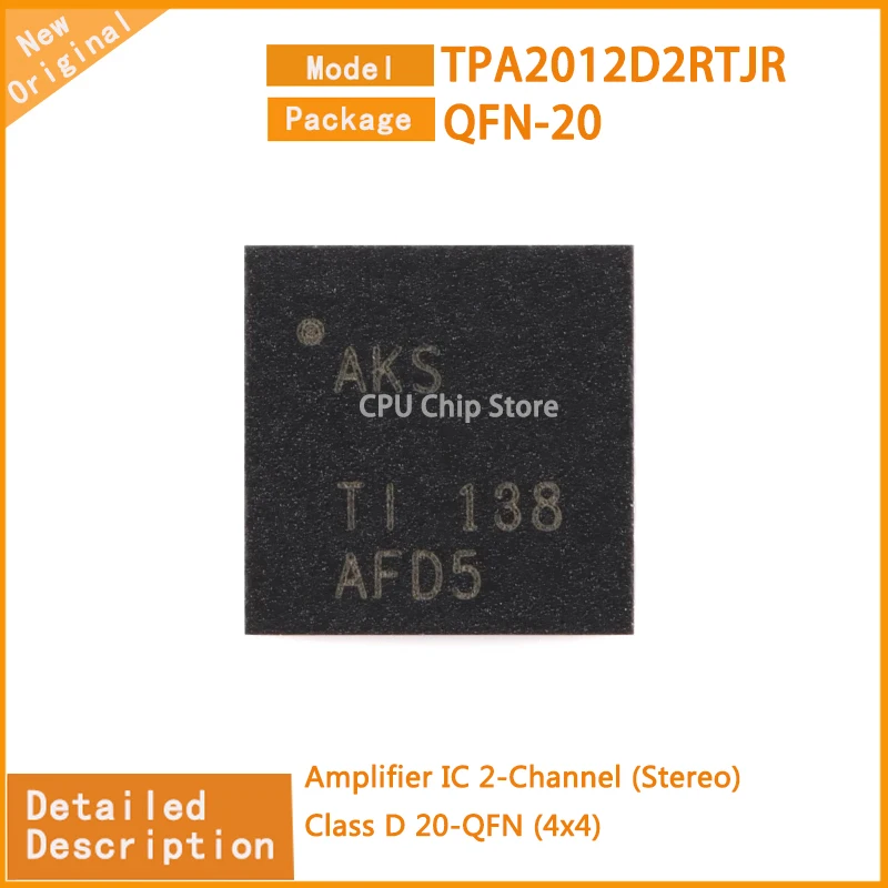 20Pcs/Lot  New Original  TPA2012D2RTJR  TPA2012D2  Amplifier IC 2-Channel (Stereo) Class D 20-QFN (4x4)