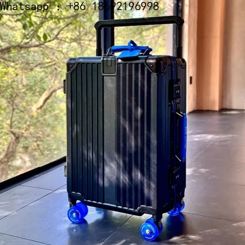 Wide Handlebar Suitcase Rolling Luggage Large Capacity Aluminum Frame Trolley Case with Colorful Silent Spinner Wheels TSA Lock