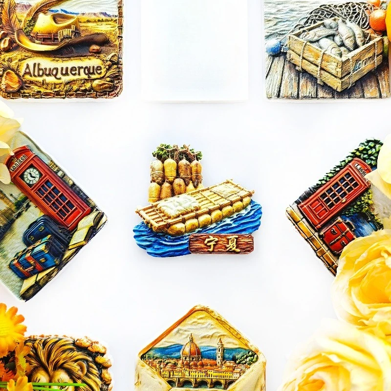 Ningxia Sheepskin Raft Fridge Magnet - 3D Yellow River Souvenir Hui Ethnic Craft Decor Unique Northwest China Gift