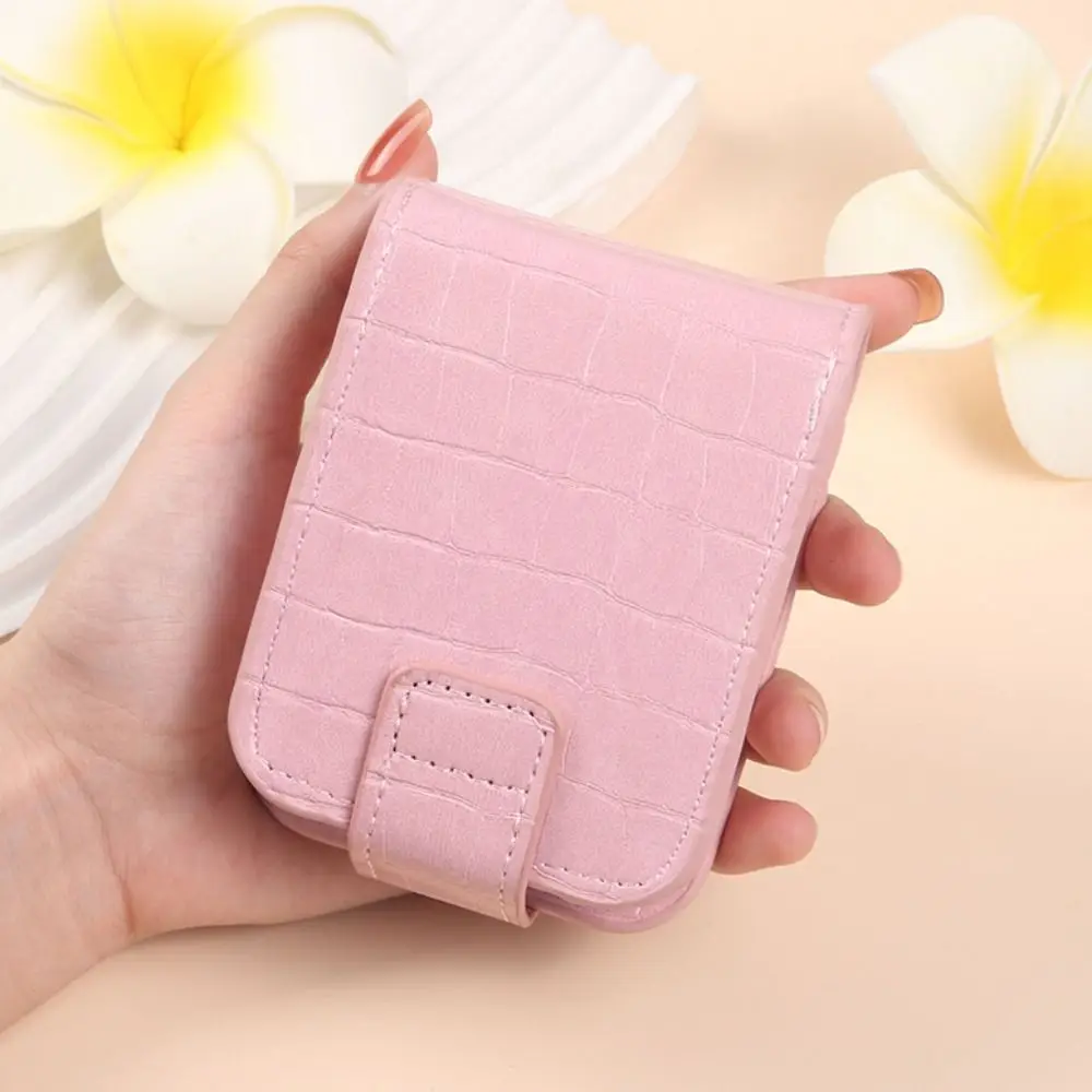 حقيبة أحمر شفاه جديدة بنمط التمساح مع مرآة من جلد البولي يوريثان وغطاء حماية لأحمر الشفاه حقيبة مكياج صغيرة محمولة للنساء والفتيات