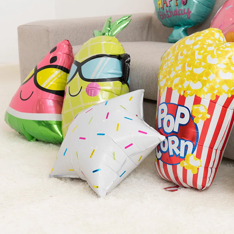 Cute Burger Donut Foil Balloon Colored Candy Ice Cream Popcorn, Helium Aluminum Balloon, Kids Baby Shower, Birthday Party Decors