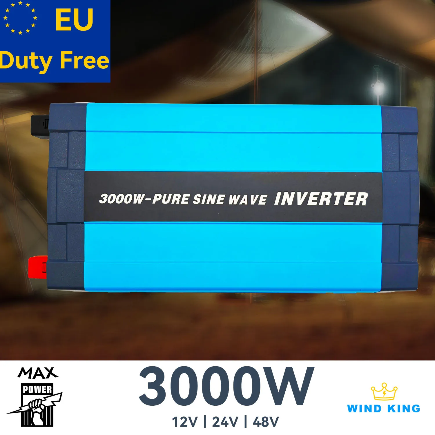 

WindKing 3000W Pure Sine Wave High Quality CE FCC Certificated Pure Copper Inverter For Home Appliance. Full PowerOutput NoFake.