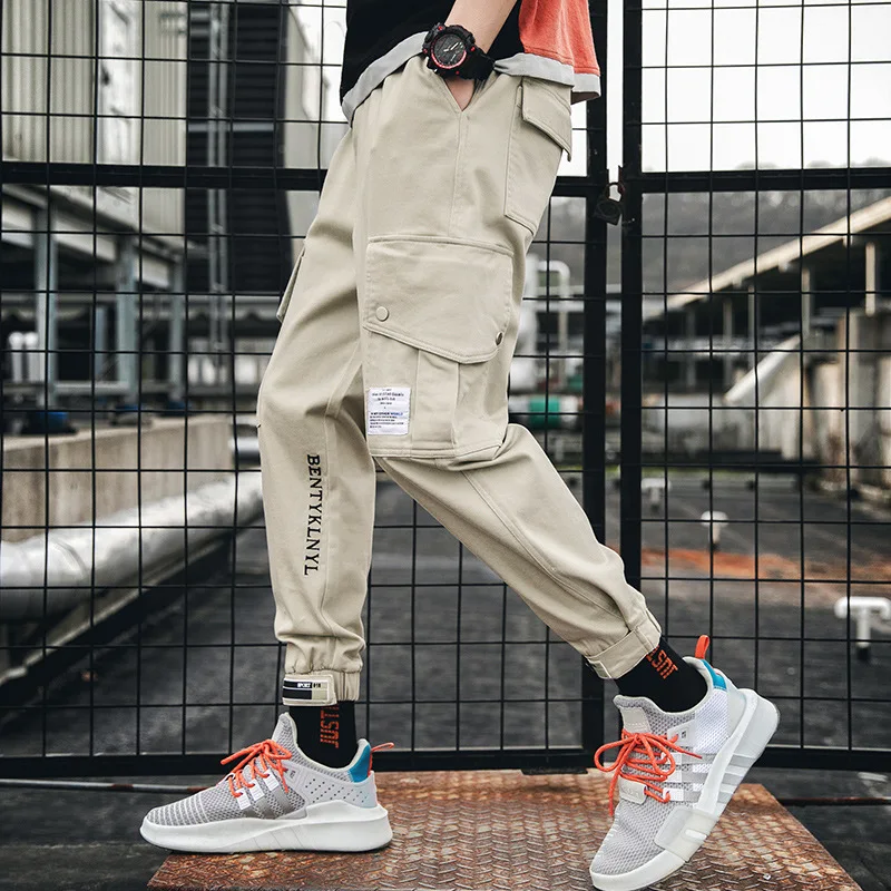 

Autumn Men Korean-style Trend Versatile Loose-Fit Popular Brand Casual Students Cargo Beam Leg Capri Pants