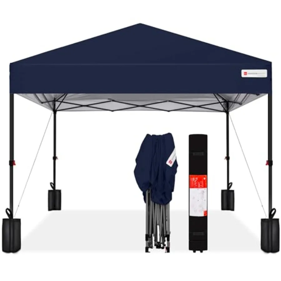 

8x8ft Pop Up Canopy Tent, Outdoor Shade, 1 Person 1 Minute Set Up, Carry Case, 4 Weight Bags - Navy Blue