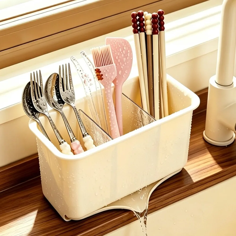 Wall-mounted Kitchen Sink Sponge Holder with Drain Tray Removable Partition Sink Sponge Organizer Large Capacity Ventilated