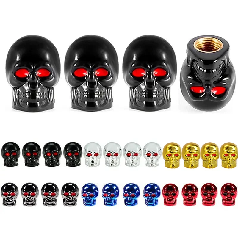 Car Tire Valve Cap Alloy Skull Head Auto Motorcycle Bicycle Nozzle Cap Decor Antirust Copper Core Wheel Plug Cover Accessories