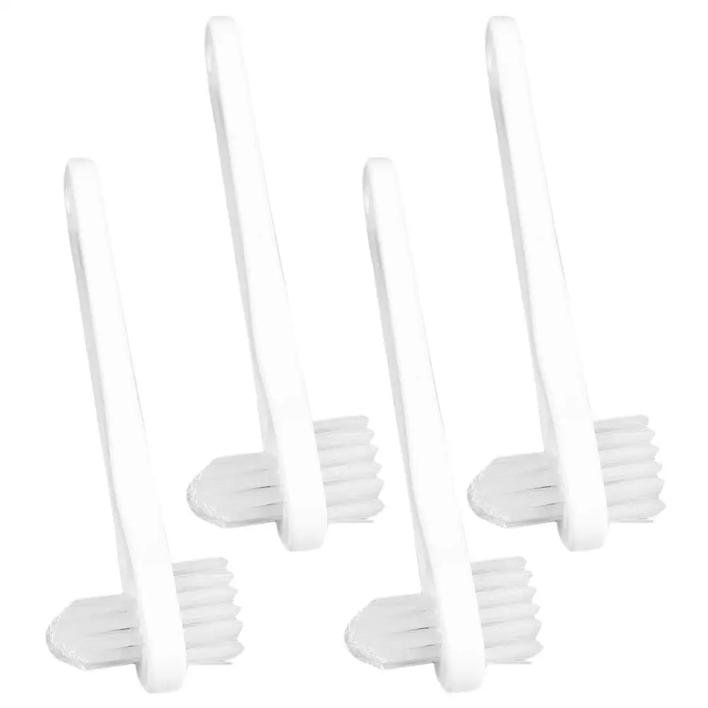 4 Pcs Denture Cleaner Toothbrushes Portable Cleaning Small Dual Heads for Double