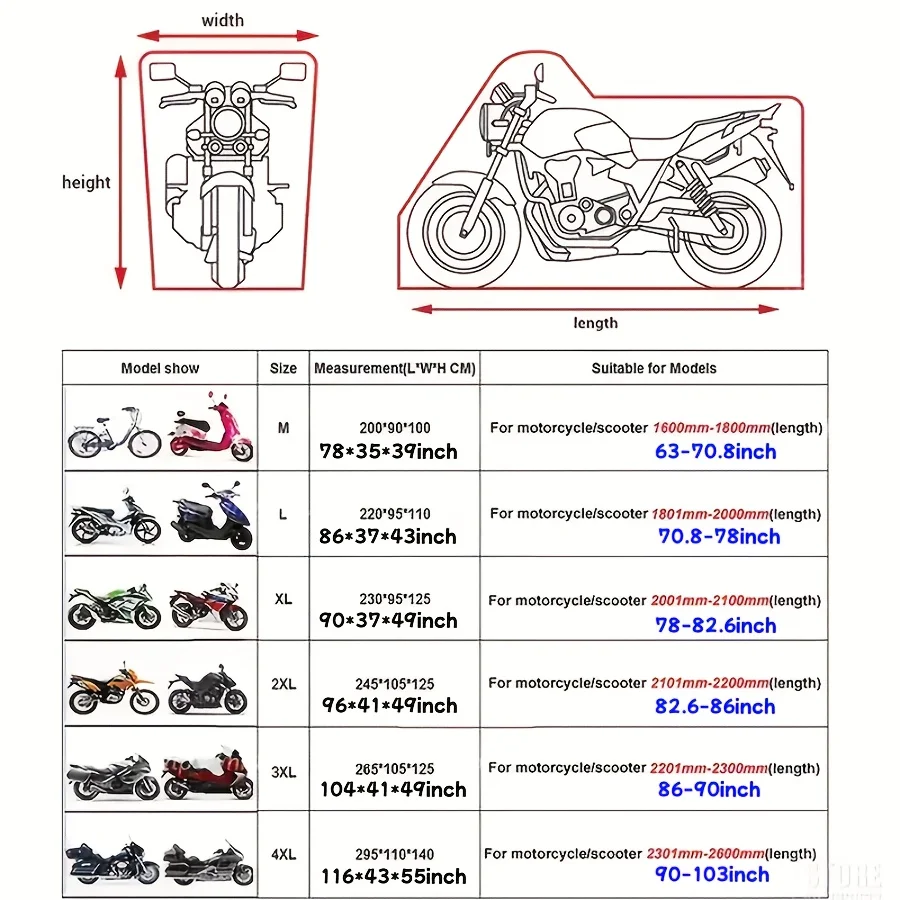Universal All-Weather Motorcycle Cover - UV Shield, Rugged & Night - Secure Lock-Holes for Outdoor Haven