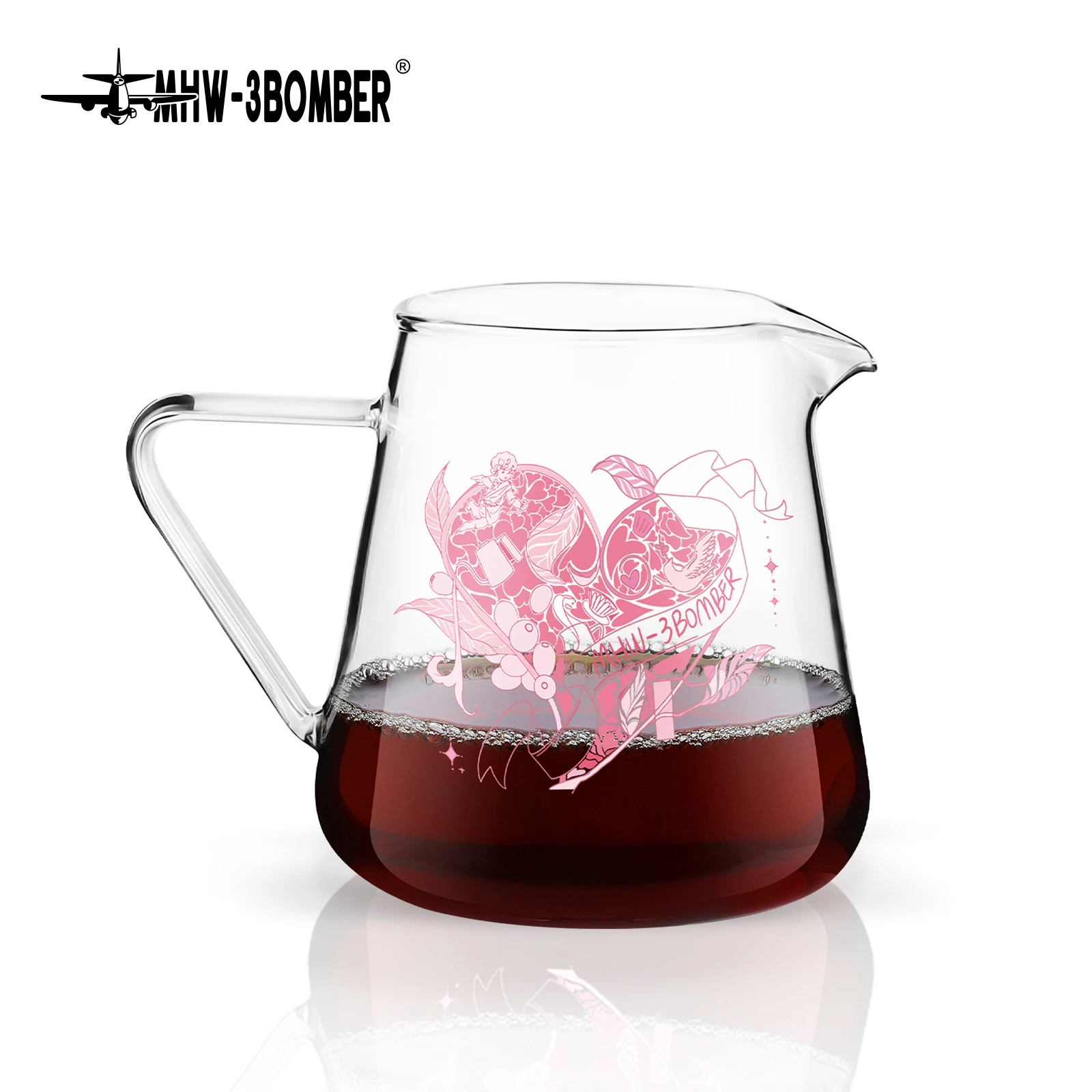 MHW-3BOMBER 500 مللي خادم القهوة المنقط صب أكثر من صانع بروير وعاء الزجاج خادم القهوة هدية عيد الحب مقهى الملحقات