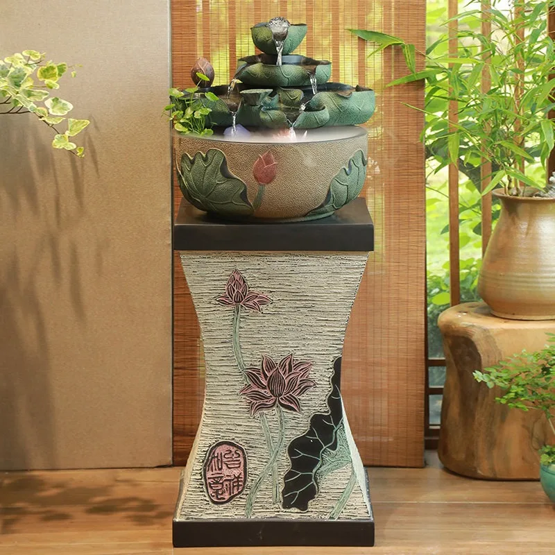 Creative fountain, flowing water ornament, lucky feng shui ball, water feature humidifier, Chinese feng shui wheel, living room