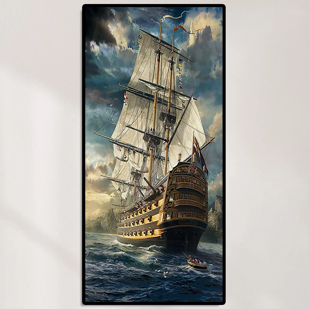 

Набор для алмазной вышивки 5D DIY: морская парусная лодка, 15,7x31,5 дюймов, для взрослых